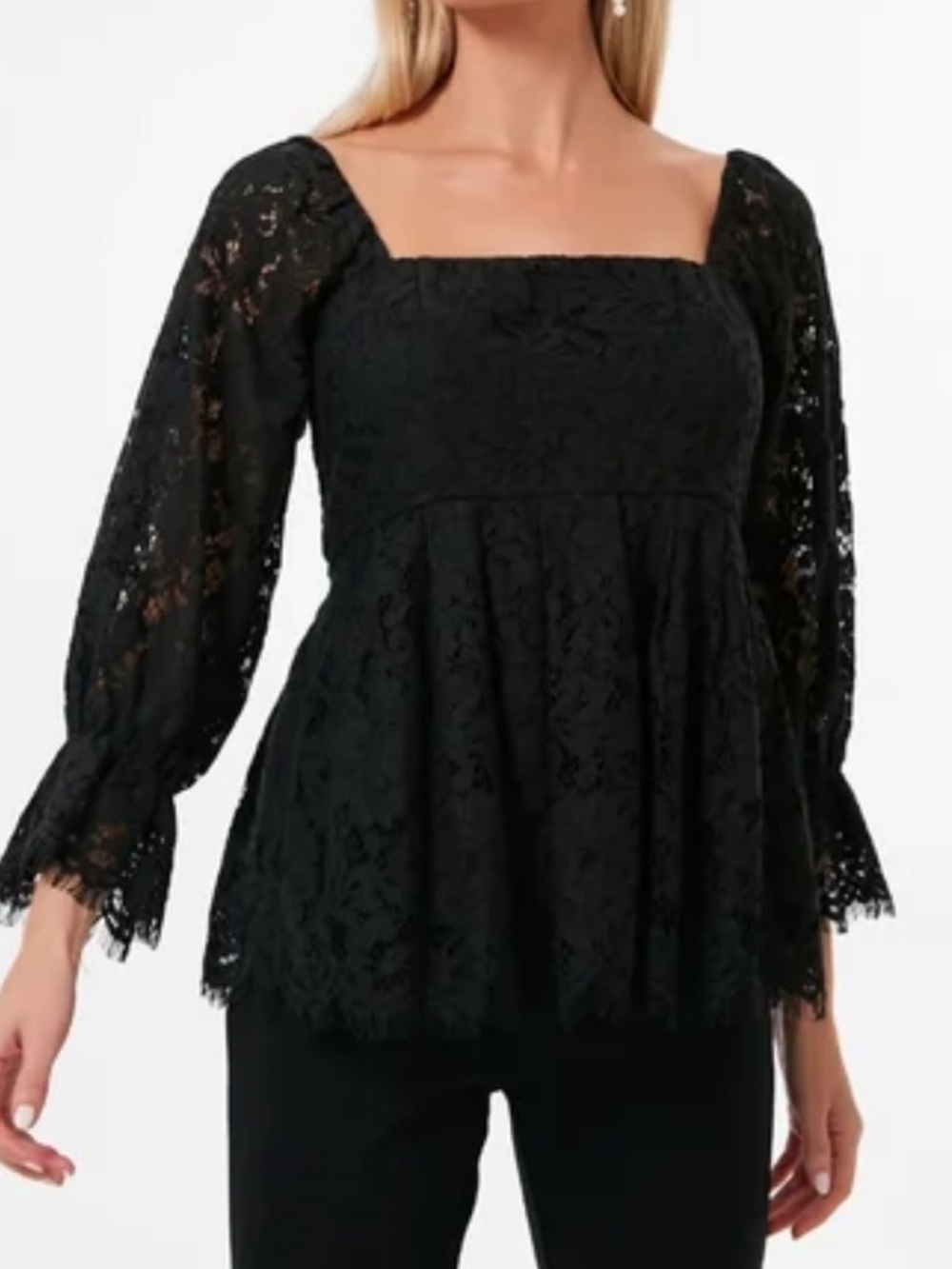 Pomander Place Daniella Black Lace Top Size XS